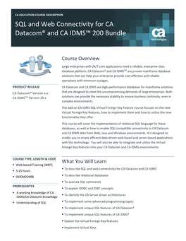 SQL and Web Connectivity for IDMS and Datacom