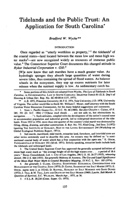 Tidelands and the Public Trust: an Application for South Carolina*