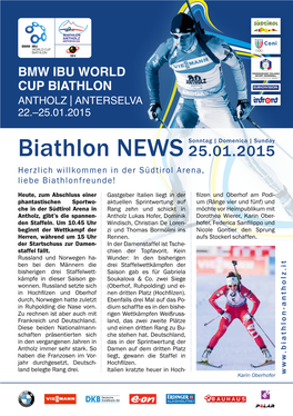 Bmw Ibu World Cup Biathlon Antholz | Anterselva 22.–25.01.2015