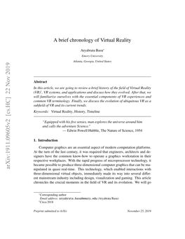 A Brief Chronology of Virtual Reality