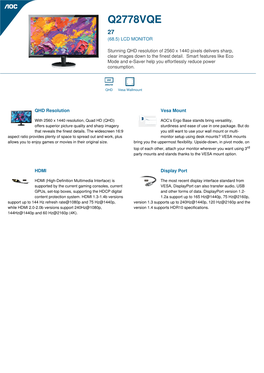 Q2778vqe 27 (68.5) Lcd Monitor