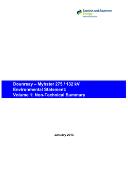 Dounreay – Mybster 275 / 132 Kv Environmental Statement: Volume 1: Non-Technical Summary