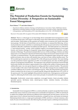 The Potential of Production Forests for Sustaining Lichen Diversity: a Perspective on Sustainable Forest Management