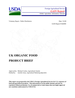 Uk Organic Food Product Brief