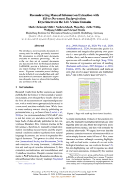 Reconstructing Manual Information Extraction with DB-To-Document Backprojection: Experiments in the Life Science Domain