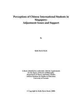 Perceptions of Chinese International Students in Singapore: Adjustment Issues and Support