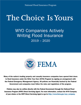 WYO Companies Actively, Writing Flood Insurance, 2019 – 2020