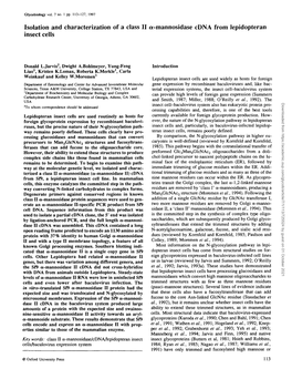 Isolation and Characterization of a Class II A-Mannosidase Cdna from Lepidopteran Insect Cells