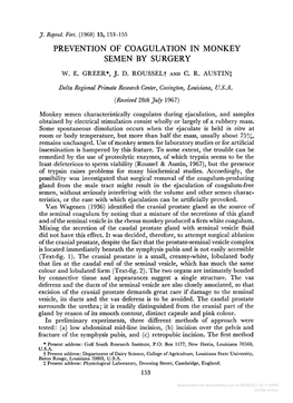 Monkey Semen Characteristically Coagulates During Ejaculation, and Samples Obtained by Electrical Stimulation Consist Wholly Or Largely of a Rubbery Mass