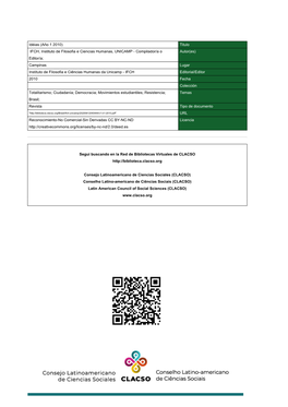 Idéias (Año 1 2010) Titulo IFCH, Instituto De Filosofia E Ciencias