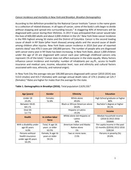 Brooklyn Cancer Statistics