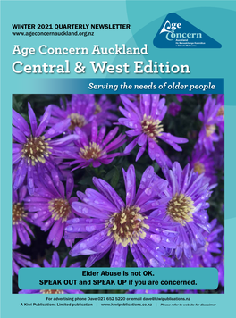 Age Concern Auckland Central & West Edition Issue 2 2021 Winter
