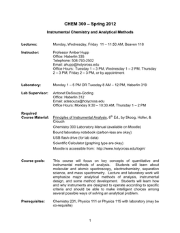 CHEM 300 – Spring 2012