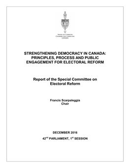 Principles, Process and Public Engagement for Electoral Reform