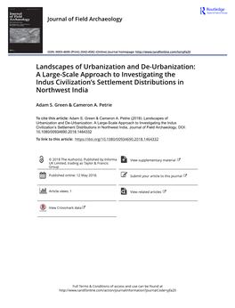 A Large-Scale Approach to Investigating the Indus Civilization’S Settlement Distributions in Northwest India