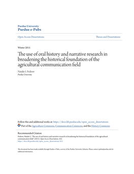 The Use of Oral History and Narrative Research in Broadening the Historical Foundation of the Agricultural Communication Field