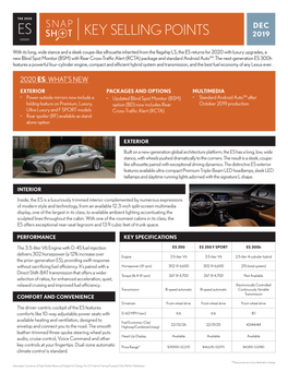 Es Key Selling Points 2019