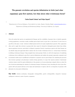 The Genomic Revolution and Species Delimitation in Birds (And Other