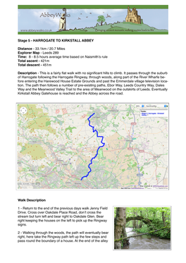 Stage 5. HARROGATE to KIRKSTALL ABBEY