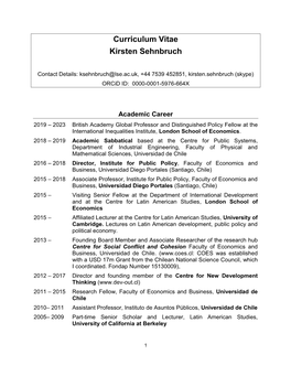 Curriculum Vitae Kirsten Sehnbruch