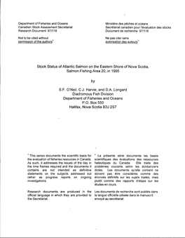 Stock Status of Atlantic Salmon on the Eastern Shore of Nova Scotia, Salmon Fishing Area 20, in 199 5