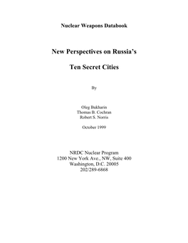New Perspectives on Russia's Ten Secret Cities