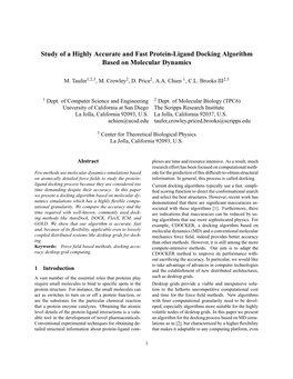 Study of a Highly Accurate and Fast Protein-Ligand Docking Algorithm Based on Molecular Dynamics