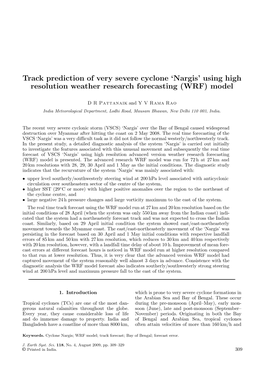 Track Prediction of Very Severe Cyclone 'Nargis' Using High