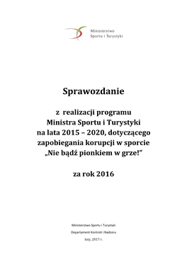 Sprawozdanie Z Realizacji Programu