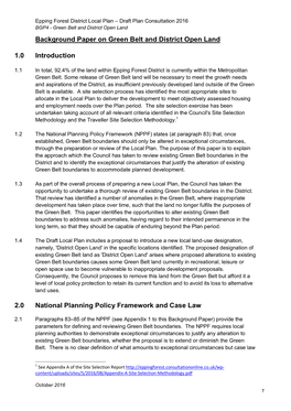 Background Paper on Green Belt and District Open Land 1.0 Introduction