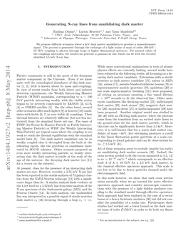 Arxiv:1404.1927V2 [Hep-Ph] 8 May 2014 Too Low to Be Due to Heavy Particles Charged Under the Matter Are Rare