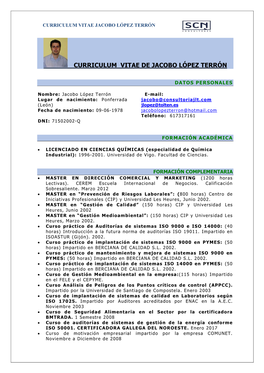 Curriculum Vitae De Jacobo López Terrón