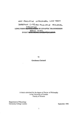 Non-Associative Hippocampal Long-Term Depression (LTD) And