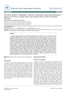 Diversity, Relative Abundance, Species Composition and Some