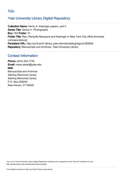 Yale University Library Digital Repository Contact Information