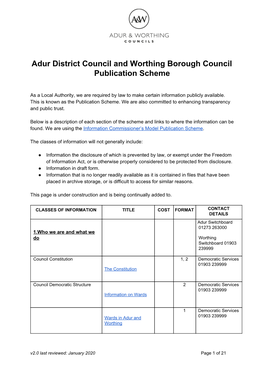 Adur District Council and Worthing Borough Council Publication Scheme