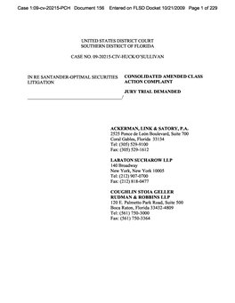 In Re: Santander-Optimal Securities Litigation 09-CV-20215