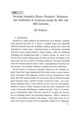 Securing Sumatra's Pepper Periphery: Resistance and Pacification in Lampung During the 18Th and 19Th Centuries