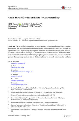 Grain Surface Models and Data for Astrochemistry