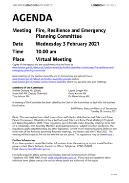 (Public Pack)Agenda Document for Fire, Resilience and Emergency Planning Committee, 03/02/2021 10:00