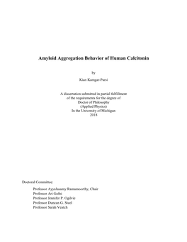 Amyloid Aggregation Behavior of Human Calcitonin