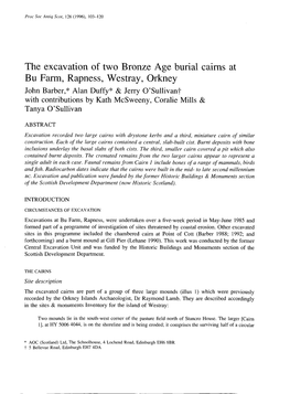 The Excavation of Two Bronze Age Burial Cairns at Bu Farm, Rapness