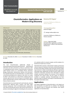 Cheminformatics: Applications on Modern Drug Discovery