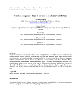 Small and Large Scale Direct Shear Tests on Sand-Concrete Interface