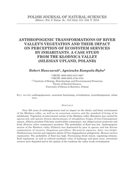 Polish Journal of Natural Sciences Anthropogenic