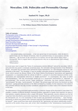 Mescaline Lsd Psilocybin and Personality Change