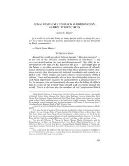 Legal Responses to Black Subordination, Global Perspectives