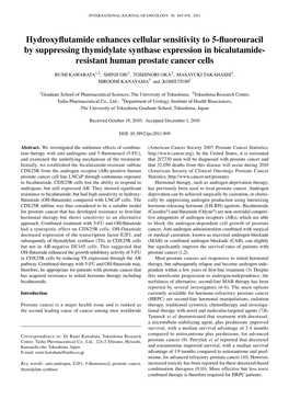 Hydroxyflutamide Enhances Cellular Sensitivity to 5-Fluorouracil by Suppressing Thymidylate Synthase Expression in Bicalutamide- Resistant Human Prostate Cancer Cells