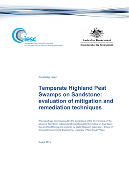 Temperate Highland Peat Swamps on Sandstone: Evaluation of Mitigation and Remediation Techniques