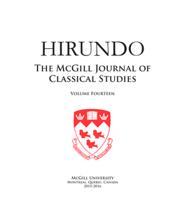 HIRUNDO the Mcgill Journal of Classical Studies